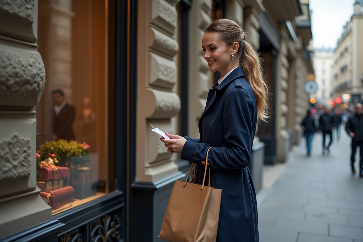 Jeune femme élégante avec trench à Paris