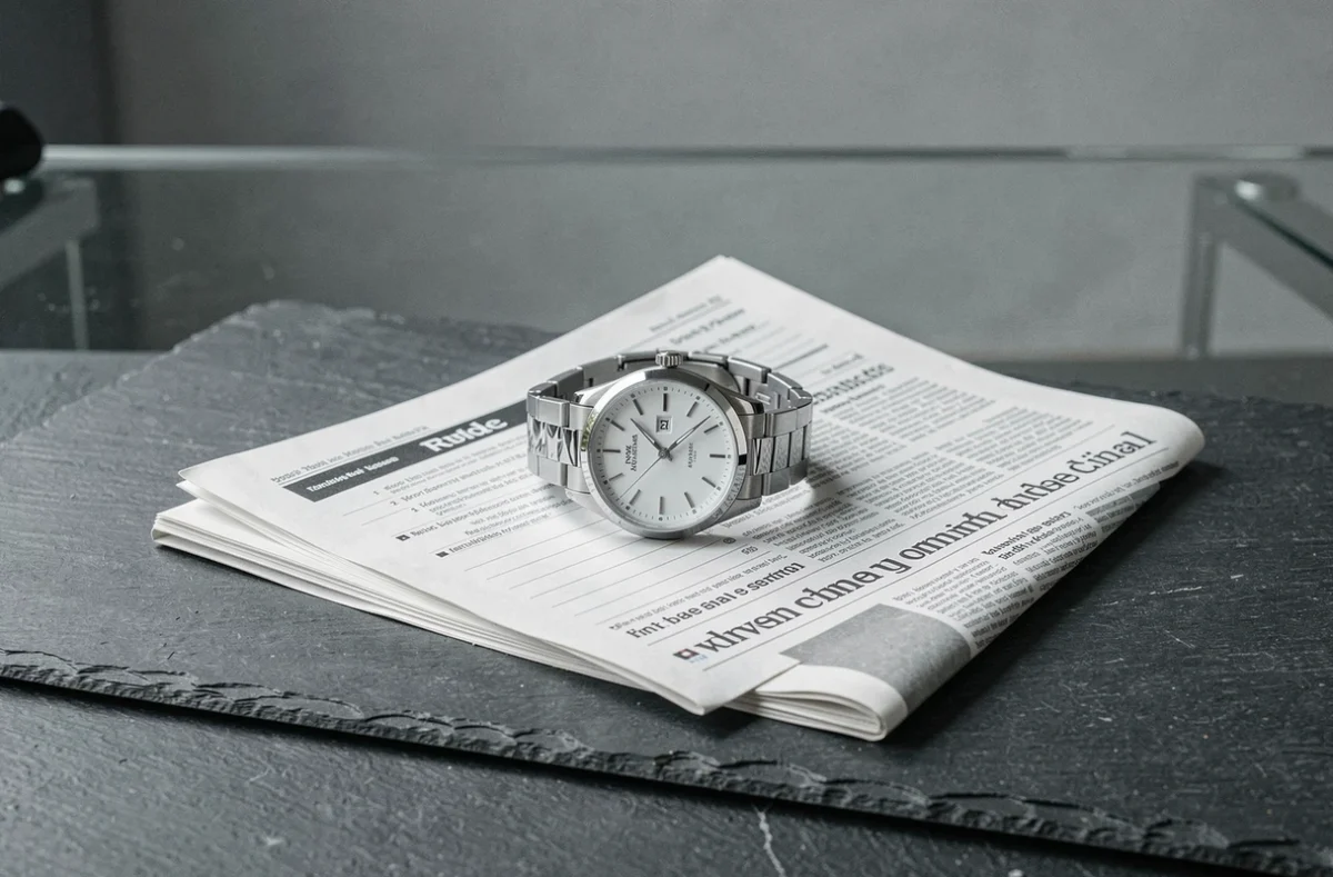 Montre Rolex en acier posée sur des documents financiers, illustrant la revente et l'investissement dans l'horlogerie de luxe