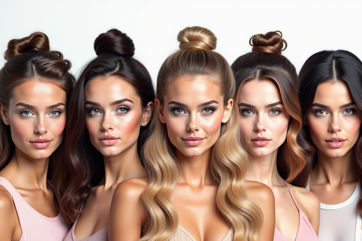 Portraits de visages avec différentes formes et coupes de cheveux