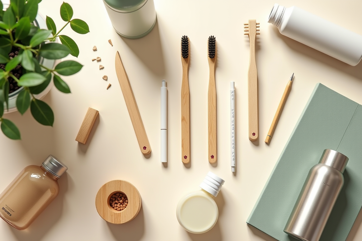 Composition de produits durables sur surface en bois lumineuse
